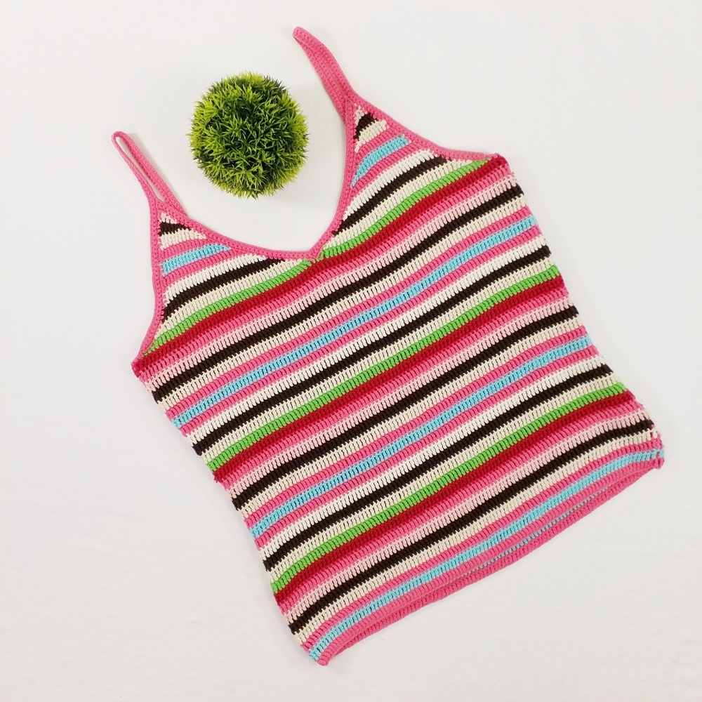 Tommy Hilfiger Colorful Hand Knit Tank Top Size L